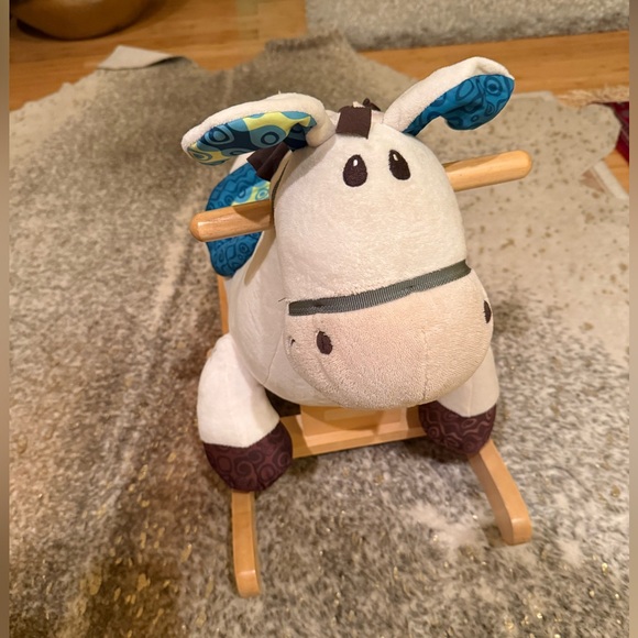 Plush Rocking Horse Toy - Cream and Blue - Picture 15 of 16